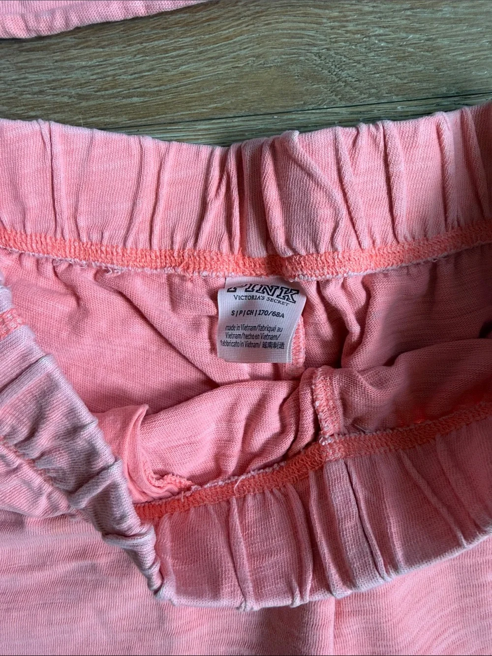 PINK Victoria's Secret Coral-Pink Crop Top & Elastic Waist Shorts Set